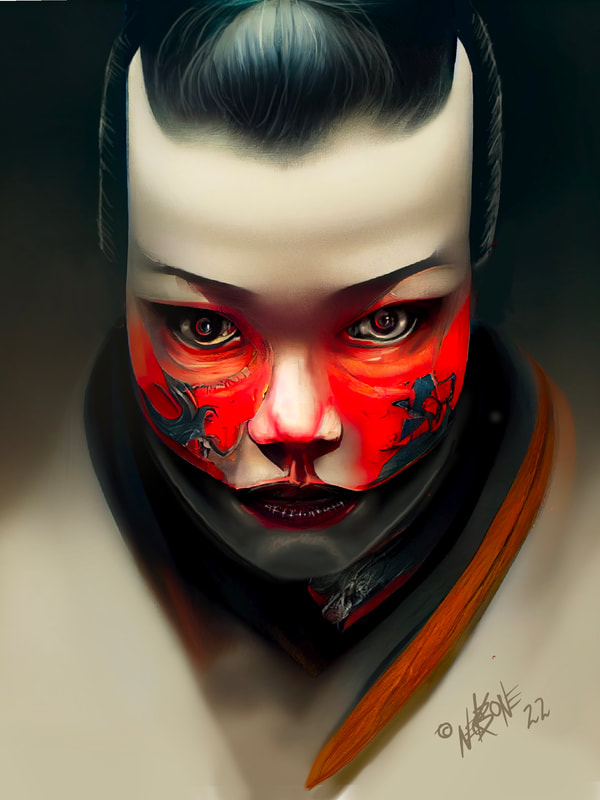 samurai girl, AI art