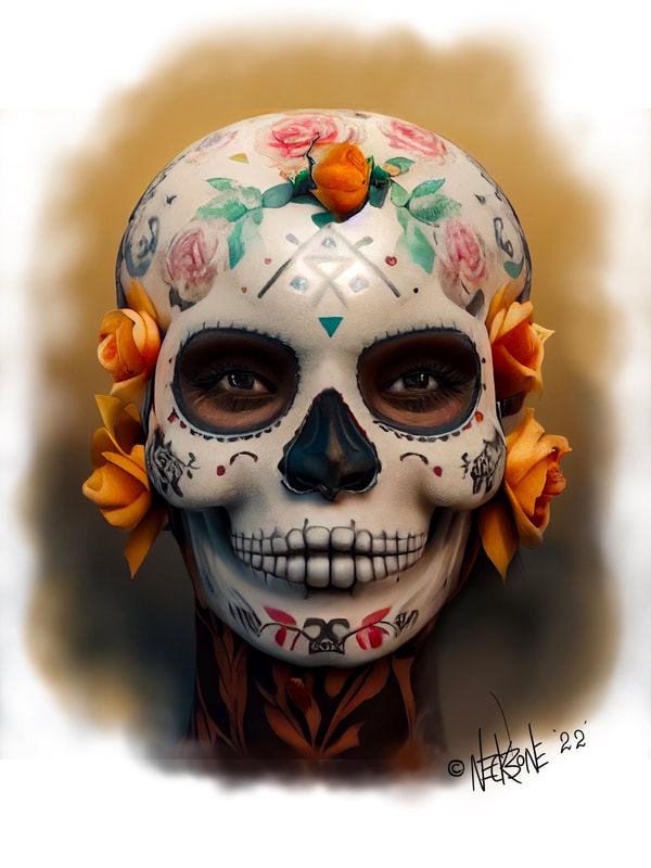 sugar skull inspired AI art