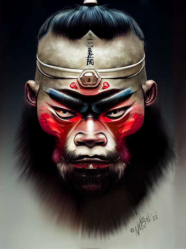 samurai monkey AI art