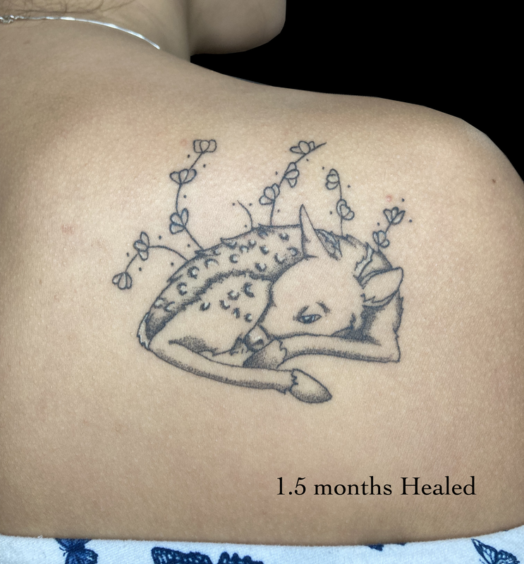 baby deer fawn tattoo by tattoo artist in Philadelphia Pennsylvania